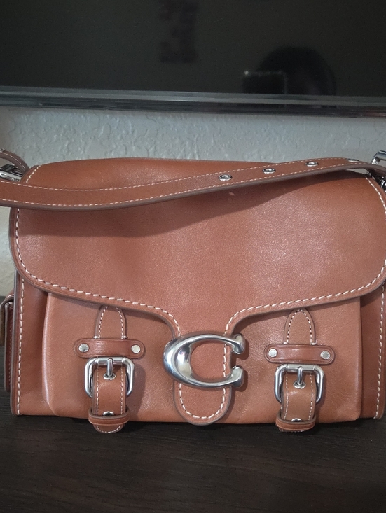 Coach Handbags - Coach Wester Tabby, Saddle Color Leather Shoulder Bag with Silver Hardware